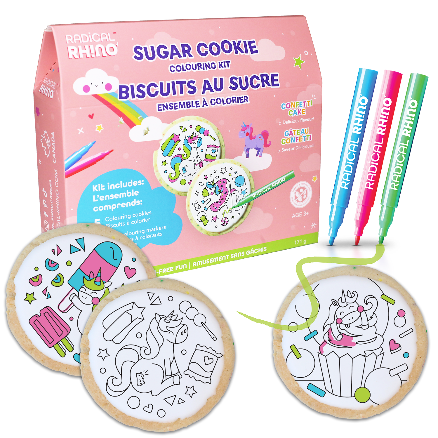 UNICORN 5 PACK COLOURING COOKIE KIT