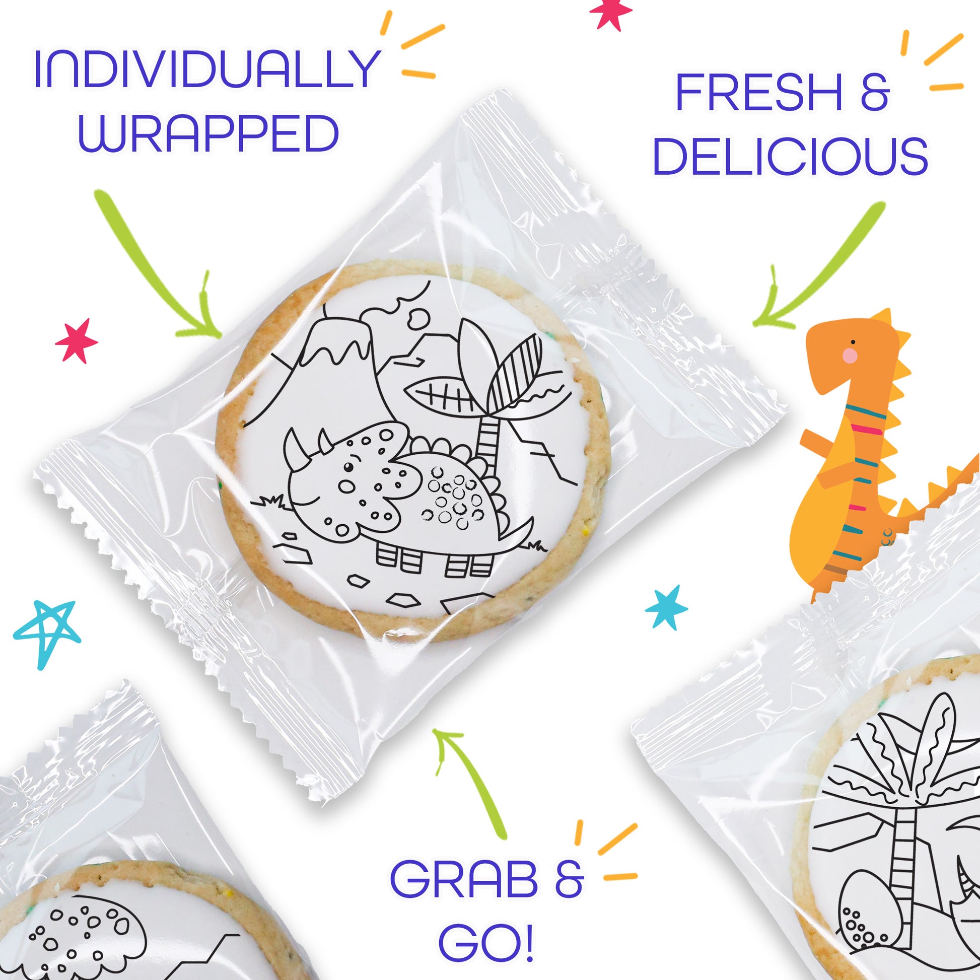 DINOS 5 PACK COLOURING COOKIE KIT