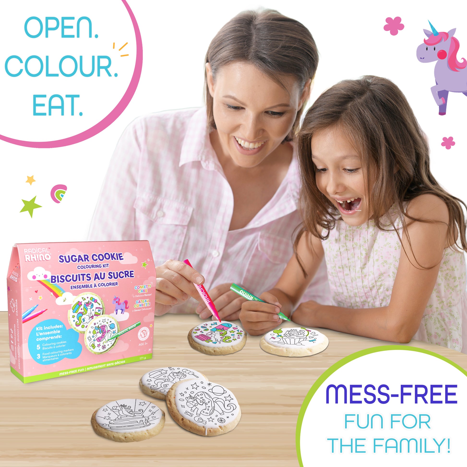 UNICORN 5 PACK COLOURING COOKIE KIT